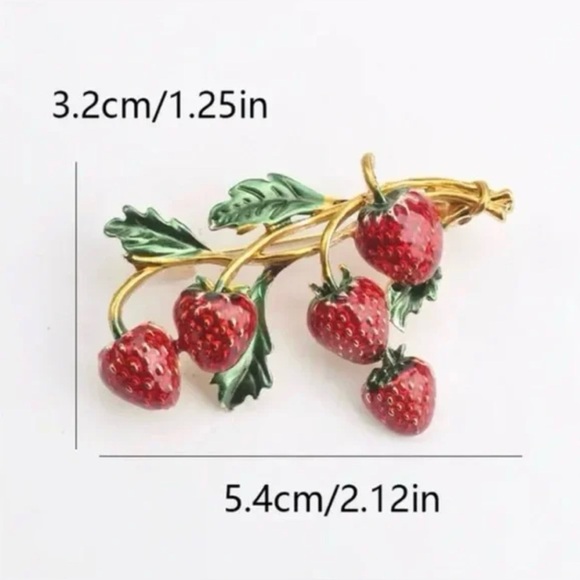 Strawberry Brooch Modern New - Picture 3 of 4